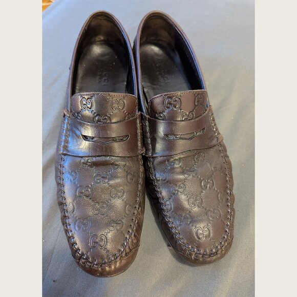 GUCCI - Embossed Guccissima leather loafers - Sz 11 - Picture 2 of 13